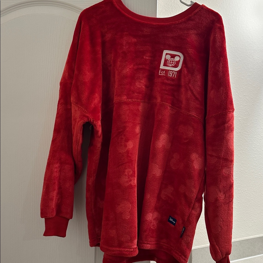 Disney 2024 Disney World Red Sherpa Plush Velour Mickey Icons Spirit Jersey Sz M